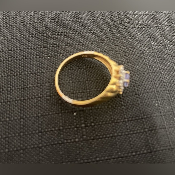 14K Solid Yellow Gold 1.40Ctw Tanzanite & Diamond Ring Size 9 - Picture 2 of 10